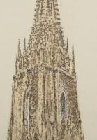 Olvashatatlan jelzéssel: A Szent István-székesegyház (németül: Stephansdom), Bécs. Színezett rézkarc...