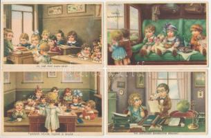 1944 4 db RÉGI A. Bertiglia művészlap egy levelezésből: gyerekek / 4 pre-1945 art postcards from the...