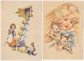 5 db RÉGI gyerek művészlap / 5 pre-1945 children art postcards