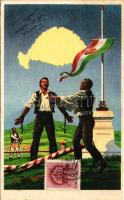 1940 Magyar öröm, magyar bánat. Kiadja az Ereklyés Országzászló Nagybizottsága / Hungarian irredenta propaganda art postcard, Treaty of Trianon. TCV card (EB)