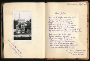 1952 Rosmalen (Hollandia), emlékkönyv holland nyelvű bejegyzésekkel, fotókkal, az első oldalon egy m...