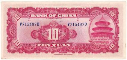 Kínai Köztársaság 1940. 10Y "Bank of China" T:AU
Republic of China 1940. 10 Yuan "Ba...