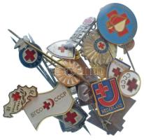 Vegyes, 20xklf külföldi "Vöröskereszt" tematikájú jelvény / kitűző tétel, közte szovjet, t...