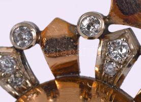 Arany (Au) bross, 14k, benne 0,01ct; 0,02ct; 0,05ct méretű gyémántokból összesen cca 0,9-1ct gyémánt...