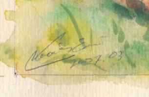 Kovács Ernő (-): Folyópart, 2007. Akvarell, papír. Jelzett. 25×35 cm