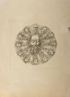 Balla Margit (1947-): Bibliai történet. Rézkarc, papír. Jelzett. Számozott (38/100). Lapszéli szakadással és elszíneződésekkel. 29,5×29,5 cm