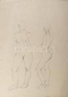 Farkas jelzéssel: Női aktok. Ceruza, papír. Lapszéli kisebb szakadásokkal. 61,5×43,5 cm