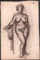 Jelzés nélkül: Álló női akt. Kréta, papír. Lapszéli kisebb szakadásokkal. 38,5×24,5 cm