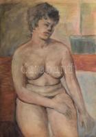 Jelzés nélkül: Ülő női akt. Akvarell, papír. Lapszéli apró sérülésekkel. 61×43 cm