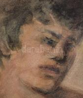 Jelzés nélkül: Ülő női akt. Akvarell, papír. Lapszéli apró sérülésekkel. 61×43 cm