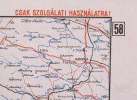 1944 Észak-Erdély, Románia és Ukrajna egy részének térképe, "Csak szolgálati használatra!"...