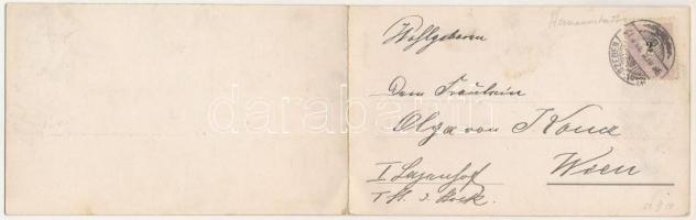 1898 Nagyszeben, Hermannstadt, Sibiu; Prosit Neujahr! / látkép. 2-részes kihajtható panorámalap. G.A...