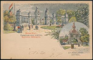 1899 Millenniumi 2kr díjjegyes levelezőlap 3kr díjkiegészítéssel Uruguayba "BUDAPEST / FŐPOSTA&...