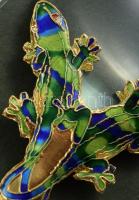 Kínai díszes nagyító. Műgyantás fémlemez, többszinű gekkó tartja a lencséjét, újszerű állapotban, do...