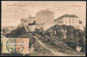 1911 TCV képeslap Turul 2f és 3f bérmentesítéssel Madagaszkárra, angol-arab kétnyelvű átmenő bélyegzéssel / TCV postcard to Madagaskar "VESZPRÉM" - "PORT-SAID" English-Arabic bilingual postmark