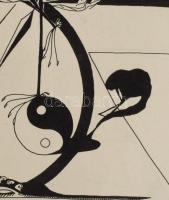 Olvashatatlan jelzéssel: Röpülj páva, 1989. Tus, ceruza, papír. Paszpartu széle sérült. 46×25,5 cm