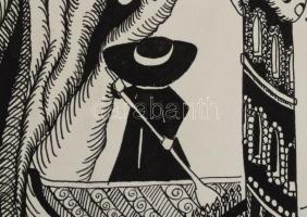 Olvashatatlan jelzéssel: Mesevilág, 1989. Tus, papír. Paszpartu széle sérült. 51,5×36 cm