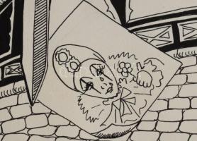 Olvashatatlan jelzéssel: Mesevilág, 1989. Tus, papír. Paszpartu széle sérült. 51,5×36 cm