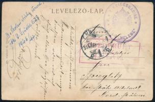 1918 Tábori posta képeslap "K.u.K. KRIEGSMARINE / S.M.S. HELENE" temesvári cenzúra bélyegzéssel