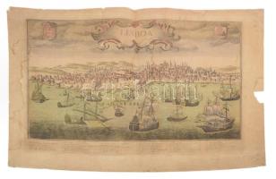 [Lisszabon látképe a nagy földrengés előtt]. Lisboa. Színezett rézmetszet, a nevezetes épületek megjelölésével. Szélein szakadásokkal. Ca 1750. / Copper plate engraving with coat of arms. 49x36 cm