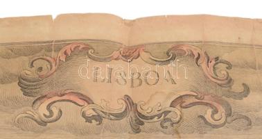 [Lisszabon látképe a nagy földrengés előtt]. Lisboa. Színezett rézmetszet, a nevezetes épületek megj...