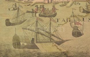 [Lisszabon látképe a nagy földrengés előtt]. Lisboa. Színezett rézmetszet, a nevezetes épületek megj...