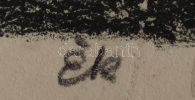 Ék Sándor (1902-1975): Kislány babával. Litográfia, papír, jelzett, 38×26 cm. Kartonra kasírozva