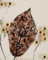 Janáky Viktor (1933 -1999): Fali plakett. Mázas kerámia, beágyazott elemekkel, jelzett, 24x12 cm