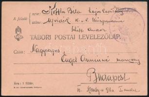 1915 Tábori posta levelezőlap Budapestre küldve "K.u.K. KRIEGSMARINE / SCHIFF ANDOR"