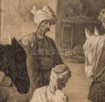 [Csecsen szénbányászok] O. Bakov metszete alapján. Nagy méretű litográfia. Lap szélén metszetet nem ...