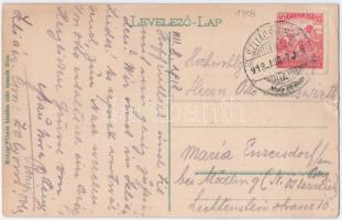 1918 Szliács, Sliac; Újpest szálloda, étterem és kávéház. Molnár Vilmos kiadása / hotel, restaurant ...