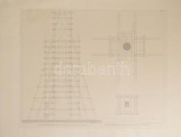 Tetőszerkezetek, ácsszerkezetek, 6 db nagy méretű acélmetszet. Louis-Pierre-Alphonse Bichebois, Augu...