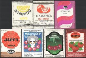 ca 1980 7 db szobi szörp italcímke