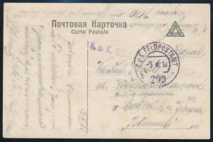 1918 Tábori posta képeslap "K.u.K. FELDPOSTAMT / b 299" , "K.u.K. DONAU-FLOTTILLEN KOMMANDO"