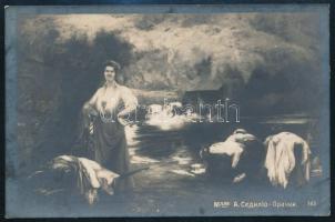 1918 Tábori posta képeslap "K.u.K. FELDPOSTAMT / b 299" , "K.u.K. DONAU-FLOTTILLEN KO...