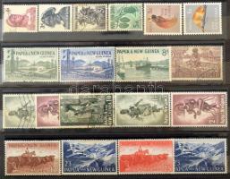 Pápua Új-Guinea összeállítás 10 lapos közepes berakóban, jobb értékekkel, motívum és forgalmi bélyeg...