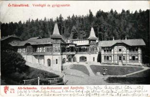 1912 Ótátrafüred, Ó-Tátrafüred, Alt-Schmecks, Stary Smokovec (Magas-Tátra, Vysoké Tatry); Vendéglő és gyógyszertár. Feitzinger Ede 775. A.J. 1904/14. / restaurant and pharmacy (EK)