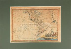 [Amerika és Újzéland térképe. ] 1825 L'America secondo le ultime osservazioni divisa ne' suoi stati principali. Giovanni Maria Cassini. Színezett rézmetszet. 45x33 cm Paszpartuban