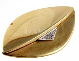 Arany (Au) bross, kő rárakásokkal, jelzett, 45x25mm, bruttó 6,2g