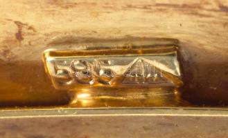 Arany (Au) bross, kő rárakásokkal, jelzett, 45x25mm, bruttó 6,2g