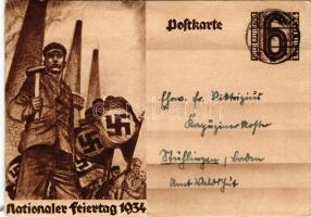 1934 Nationaler Feiertag 1. Mai / NSDAP German Nazi Party working class propaganda, swastika (non PC) + 6 Ga. (EB)