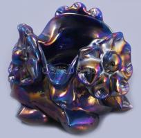 Fémlüszteres felületű üveg asztaldísz, 13x9 cm