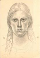 Deutsches Mädel aus dem Baltenland. Deutscher Blutadel in aller Welt / WWII German NS (nazi) propaganda art postcard. A. Daehler Nr. 14. s: W. Willrich (EK)