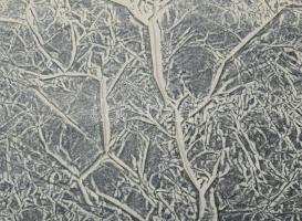 Dobrovits Ferenc (1941-1988): Gyűrődések (cím nélkül). Vegyes technika, papír. Paszpartuban. 40,5×28...