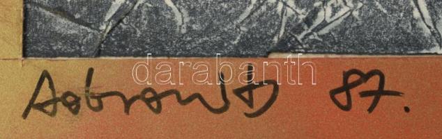 Dobrovits Ferenc (1941-1988): Gyűrődések (cím nélkül). Vegyes technika, papír. Paszpartuban. 40,5×28...