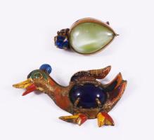 2 darab régi bross, kő berakással, h: 4 cm alatt