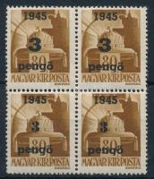 Nagyvárad I. 1945 Barnaportó 3P/80f négyestömb Signed: Bodor