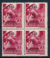 Nagyvárad I. 1945 Szent Margit 3P/30f négyestömb (saroktörések / folded corners) Signed: Bodor