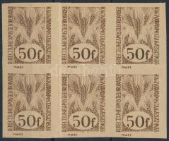 Nagyvárad II. 1945 50f vágott hatostömb gumi nélküli papíron Signed: Bodor