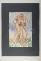 Pósfainé L. Kovács Júlia (1935-): "Ilyenek a nők". Pasztell, papír, jelzett. Paszpartuban. 40×27 cm